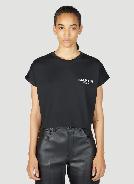 Cropped Logo Print T-Shirt