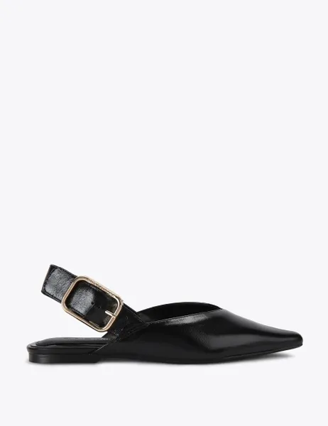Steve Madden Shay Leather Slingback Pointed Toe Ballet Pumps Black