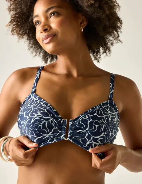 Regatta Aceana III Floral Padded U-Wire Bikini Top Navy