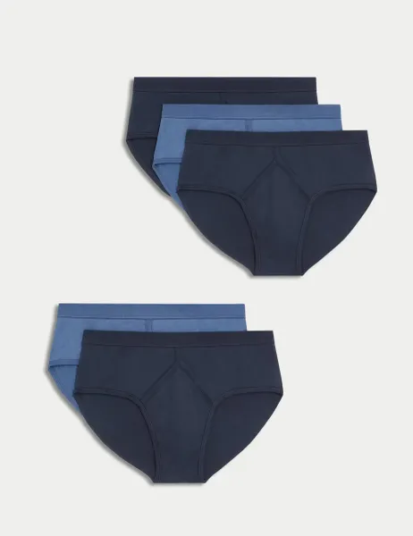 Marks & Spencer 5 Pack Essential Cotton Briefs Navy/Blue