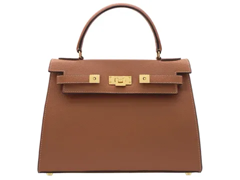 Maya Large Dolomite Pebble Print Calf Leather Handbag - Tan - 2