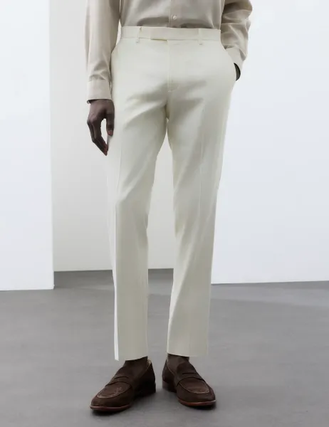 Autograph Tailored Fit Italian Performance Linen Blend Suit Trousers White