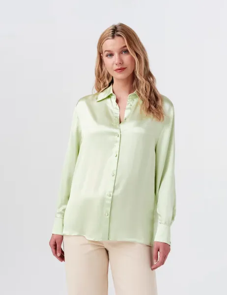 Ghost Satin Collared Button Through Shirt