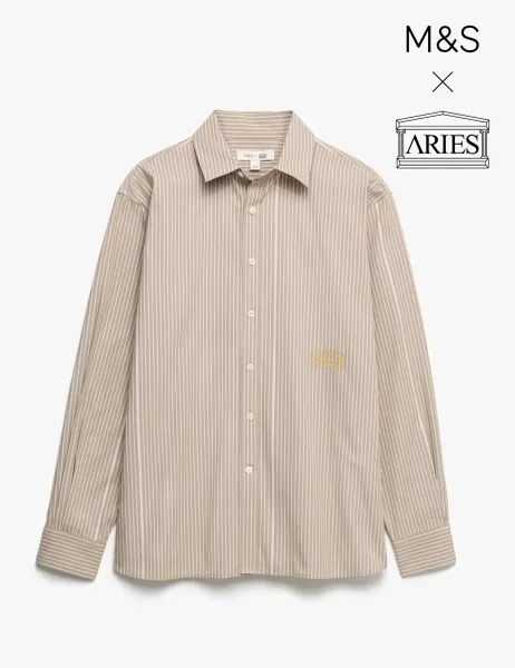 Pure Cotton Striped Shirt Neutral