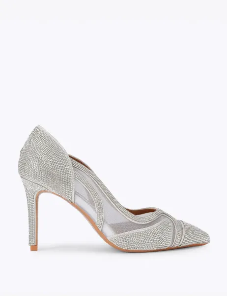 Carvela Sparkle Stiletto Heel Pointed Court Shoes Silver