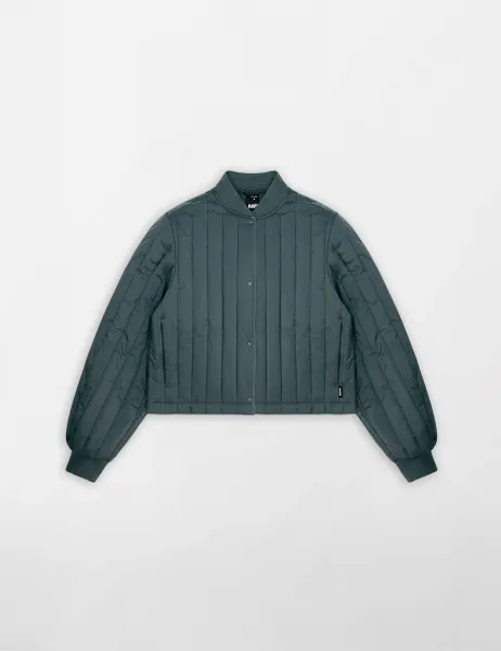 Rains Banja Liner Cropped Bomber Jacket Dark Green