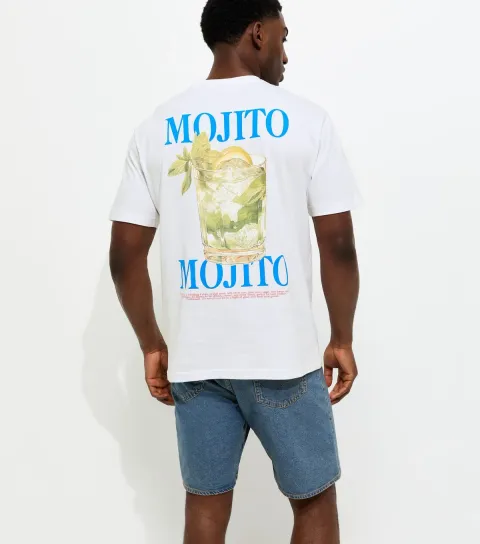 Men's White Regular Cotton Mojito T-Shirt