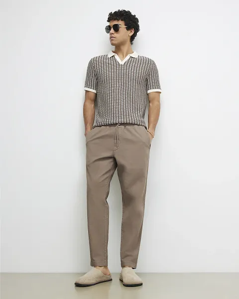 River Island Slim Fit Stretch Textured Joggers
