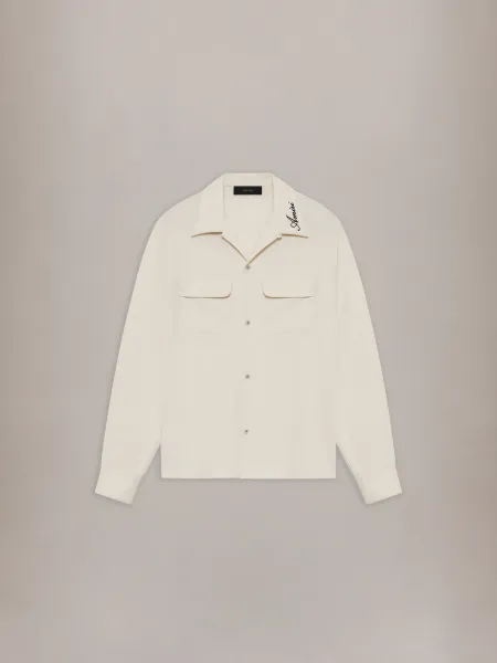 ROUND POCKET DRESS SHIRT - Alabaster
