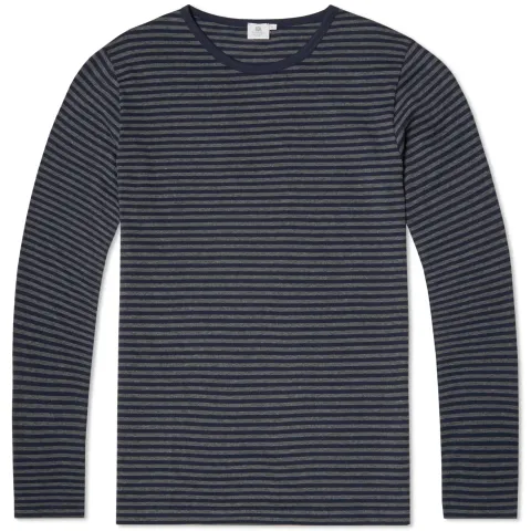 Long Sleeve English Stripe Crew Neck Tee