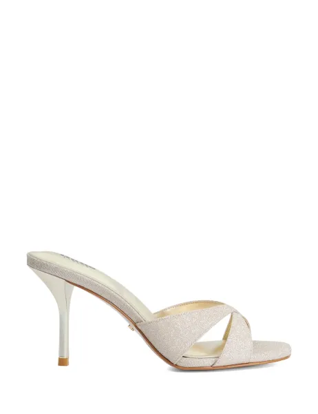 Sparkle Slip On Stiletto Heel Open Toe Mules Gold