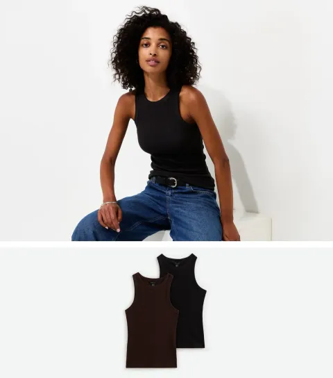 Women's Brown Pack Of 2 Cotton Rich Racer Vests