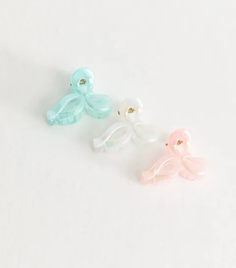 New Look Pack of 3 Multicolour Iridescent Effect Mini Bow Hair Clips