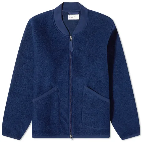 Wool Fleece Zip Bomber Jacket