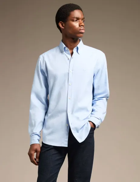 Boss Rickert Regular Fit Pure Cotton Oxford Shirt Light Blue