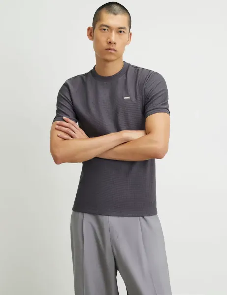 River Island Slim Fit Textured Short Sleeve T-Shirt