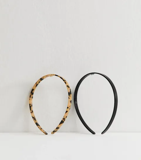 Pack Of 2 Black and Tortoiseshell Skinny Headbands