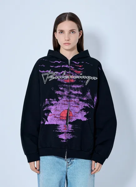 Balenciaga Printed Zip Hoodie