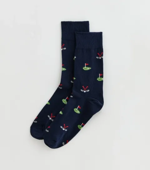 New Look Men's Mens Navy Golf Pattern Ankle Socks