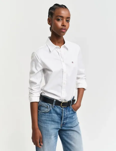 Gant Slim Fit Stretch Oxford Shirt White