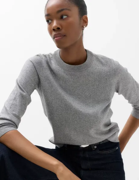 Marks & Spencer Air-Yarn Crew Neck Sparkly Jumper Mid Grey Marl