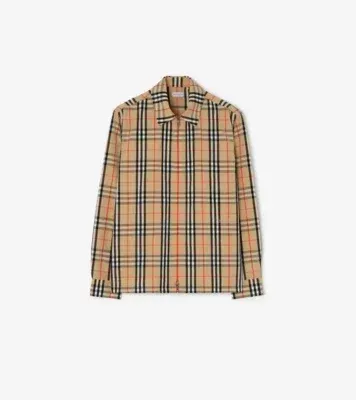 Check Cotton Linen Overshirt in Sand beige