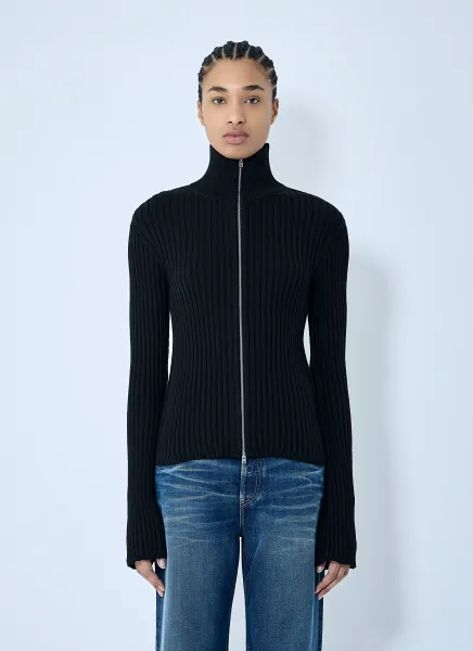 Zip-Up Knit Cardigan