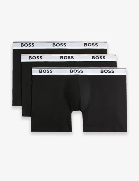 Boss 3 Pack Power Cotton Rich Logo Boxer Briefs Multi