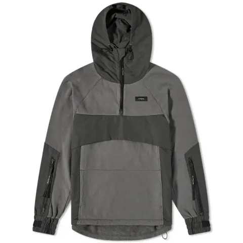 Mixed Fabric Quarter Zip Hoodie