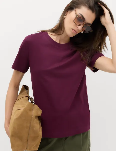 Marks & Spencer Pure Cotton Everyday Crew Neck T-Shirt Dark Mulberry