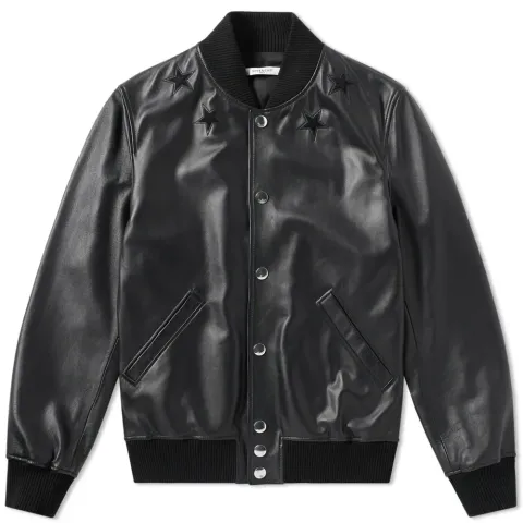 Tonal Leather Varsity Jacket
