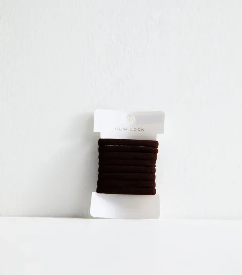 Brown Pack of 8 Towelling Hair Bands