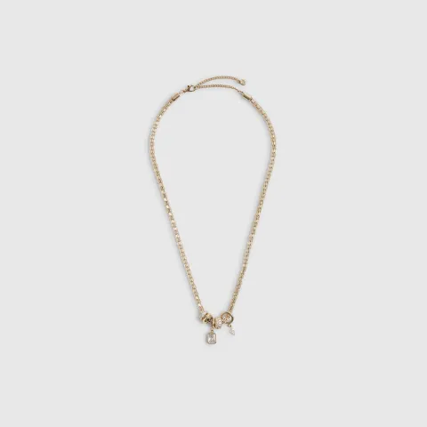 River Island Diamond Simulant Beaded Charm Necklace