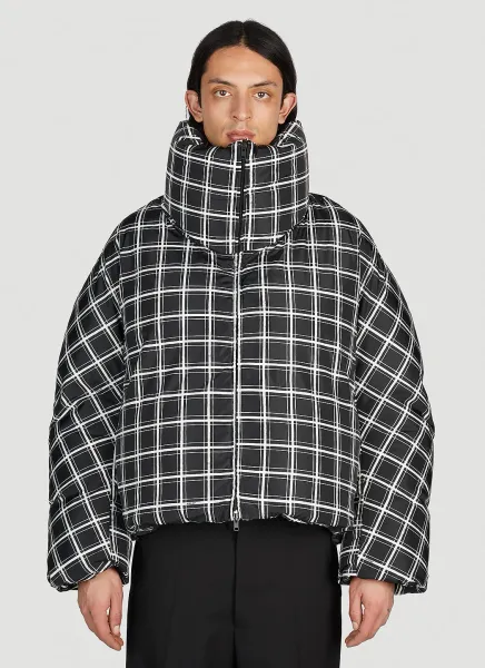 Check Oversized Down Jacket