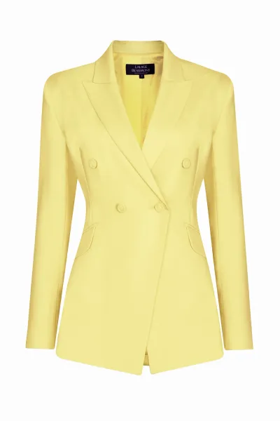 Summer Yellow Double Breasted Blazer Wool Jacket - Imogen