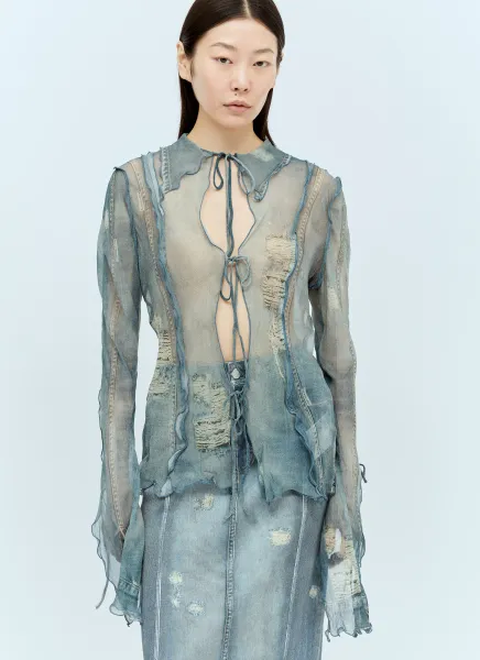 Denim Trompe L'Oeil Blouse