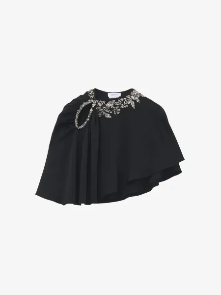 Floral Embroidery Asymmetric Cape