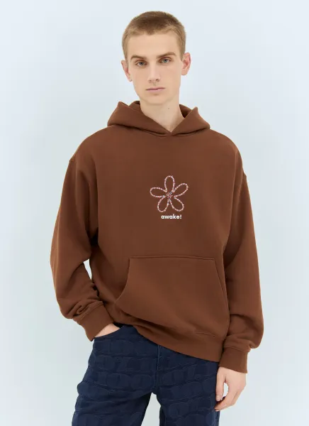 Flower Stamp Zip Hooded Sweatshirt