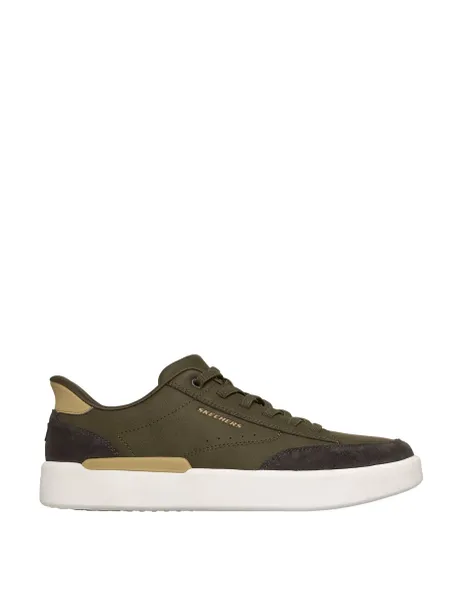Skechers Verloma Radical Wide Fit Suede Slip On Trainers Olive