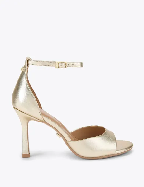 Carvela Metallic Ankle Strap Stiletto Heel Sandals Gold