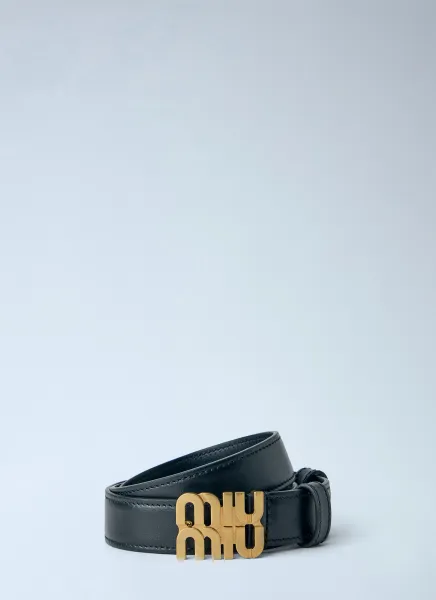 Logo Buckle Leather Belt