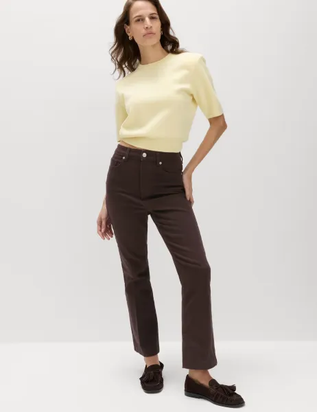 Marks & Spencer High Waisted Kickflare Cropped Jeans Bitter Chocolate