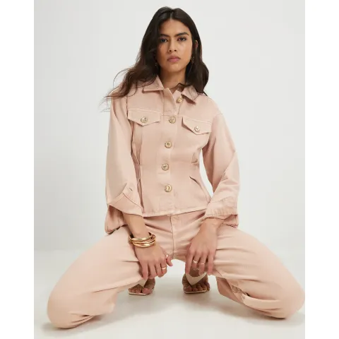 River Island Waisted Button Detail Denim Jacket