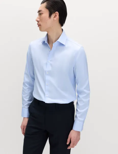 M&S SARTORIAL Extra Slim Fit Luxury Cotton Twill Shirt Blue