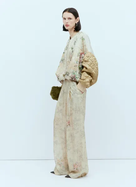 Floral Print Silk Pants