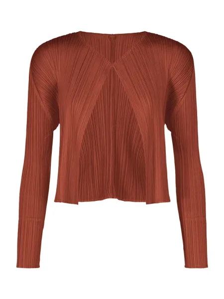 Issey Miyake Pleats Please September Colors Cardigan Red Brown