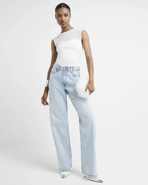 River Island High Waisted Relaxed Straight Leg Jeans