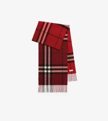 Gradient Check Cashmere Scarf in Oxblood red