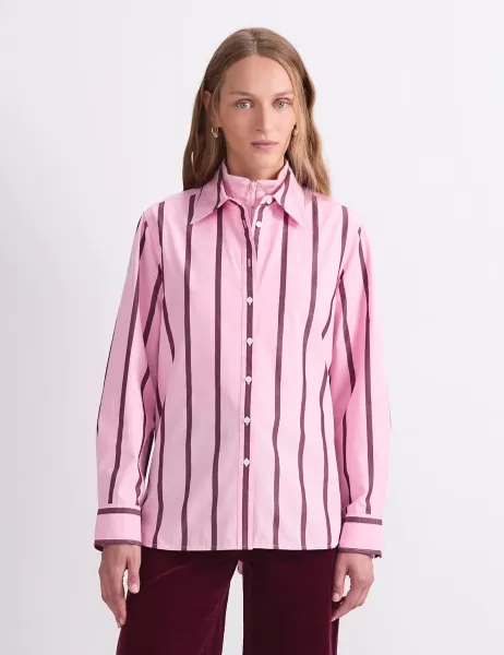 Sportscraft Pure Cotton Striped Collared Shirt Pink