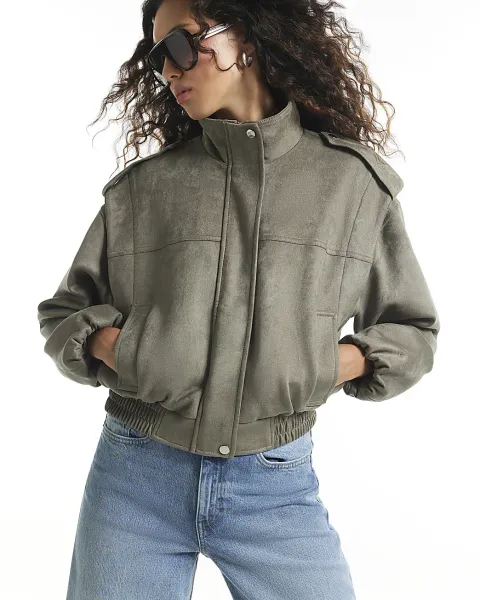 River Island Faux Suede Shoulder Detail Jacket